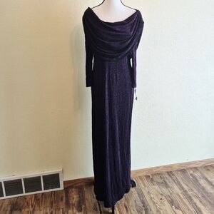 Alex Evenings Gown Black Off Shoulder Size 12